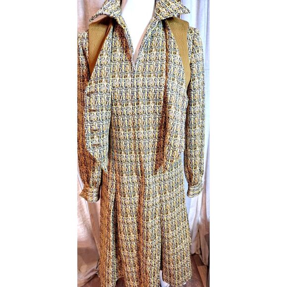 1960s 70s Vintage Dress w Vest Long sleeve Hand Made - Picture 5 of 12